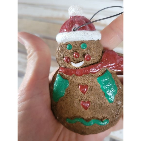 Snowman gingerbread cookie hat ornament Xmas holiday tree vintage - Picture 7 of 8